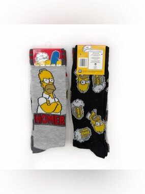 The Simpsons Crew Socks Mens Womens Funny Gift 2 Pairs Homer Simpson TV Cartoon